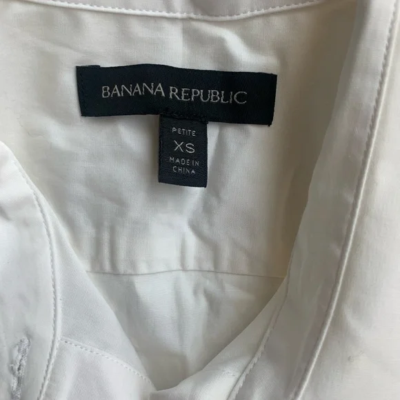 BANANA REPUBLIC Women's White Scalloped Top-Size PXS - Picture 2 of 3
